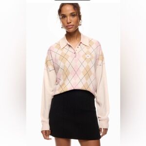 Maje Argyle Knit Polo Collar